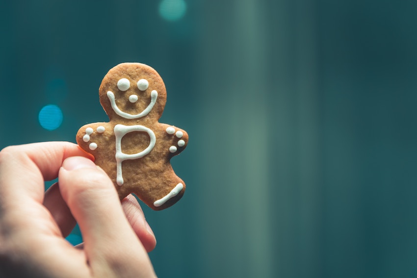 gingerbread man cookie with a P